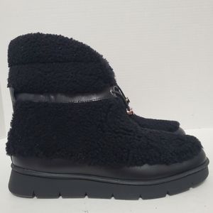 Marc Fisher Kamryn Bootie black faux shearling nwot rubber heel 8.5